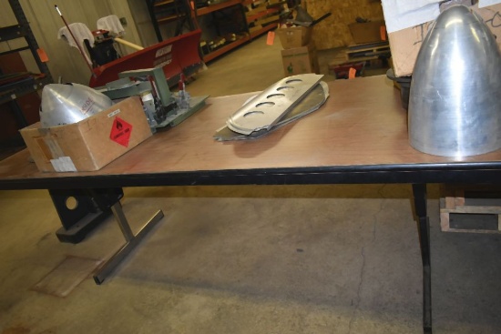 FOLDING TABLE WITH WOODGRAIN TOP, NO CONTENTS, 8' x