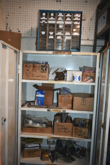 METAL STORAGE CABINET, FIVE TIER WITH CONTENTS,
