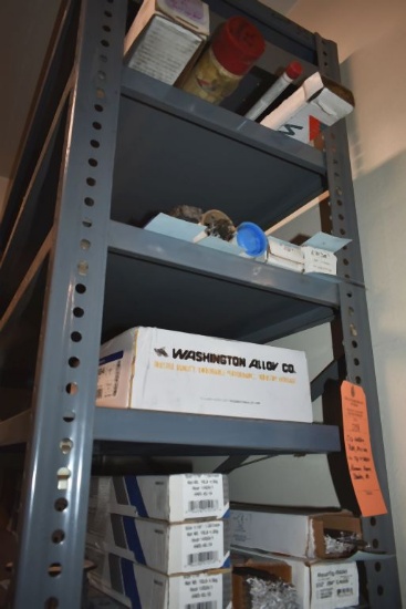 TIG WELDING RODS, MIG WIRE ON TOP FOUR SHELVES,
