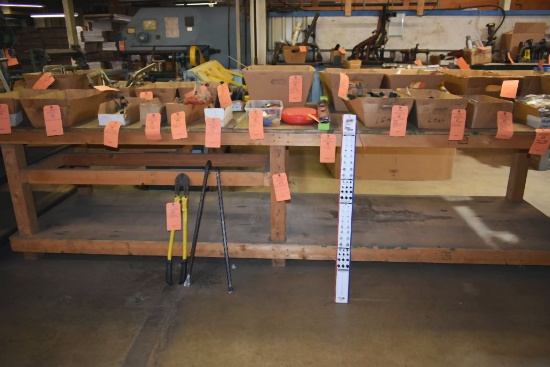 LARGE WOODEN WORK TABLE WITH LOWER SHELF,