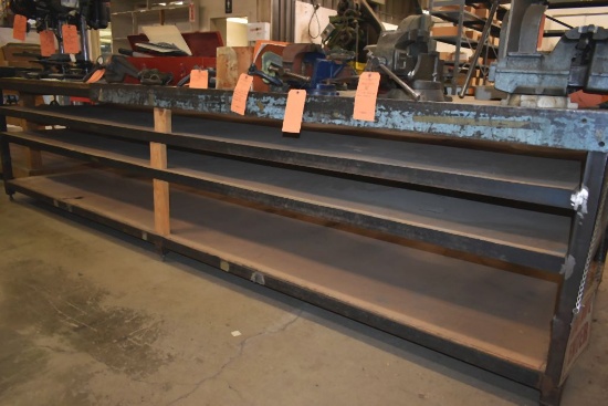 HEAVY DUTY WORK TABLE WITH THREE SHELVES, ANGLE