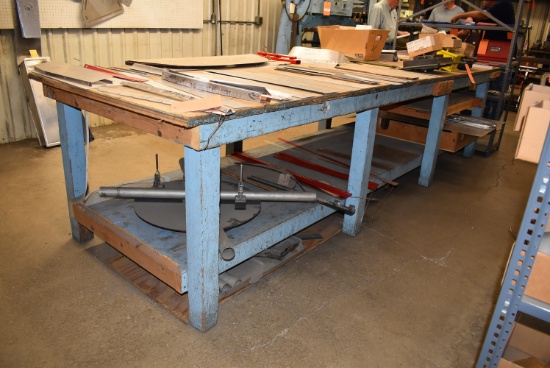 4' X 12' Wooden Work Table with Under shelf
