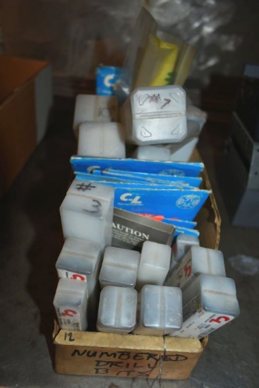 BOX OF ASSORTED NUMBERED DRILL BITS
