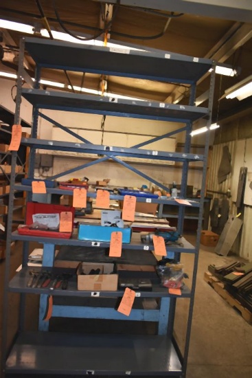 GRAY METAL SEVEN SHELF SHELVING UNIT, NO CONTENTS,