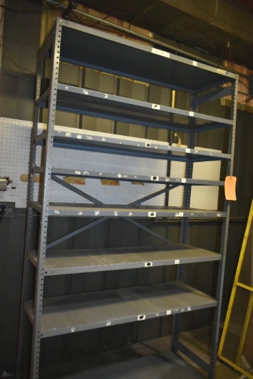 GRAY METAL SEVEN SHELF SHELVING UNIT, NO CONTENTS,