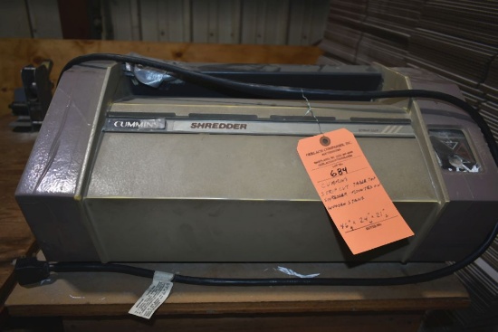 CUMMIN STRIP CUT TABLE TOP SHREDDER, MOUNTED ON