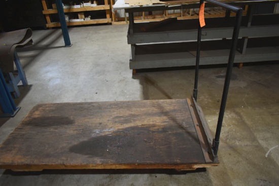 WOODEN PLATFORM SHOP CART WITH 4" CASTERS, 42"H x