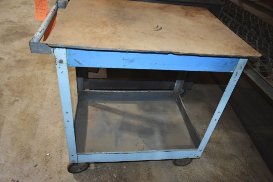 STEEL TWO TIER ROLLING WORK TABLE, 28"L x 20"D x 32"H