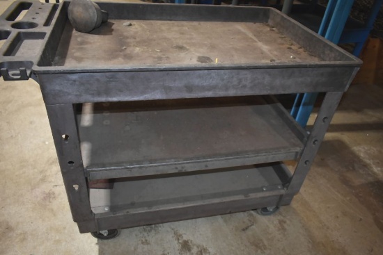 THREE TIER PLASTIC SHOP CART, NO CONTENTS, 33"H x