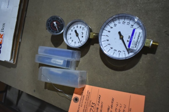 (3) PRESSURE GAUGES - (2) ARE ASHCROFT, (1) ?, (3)