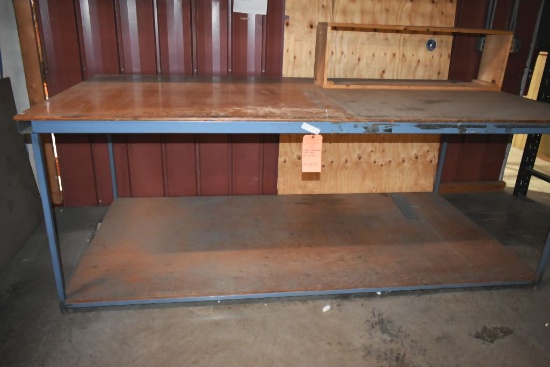 TWO SHELF WOOD/METAL WORK TABLE, NO CONTENTS, 36"H x