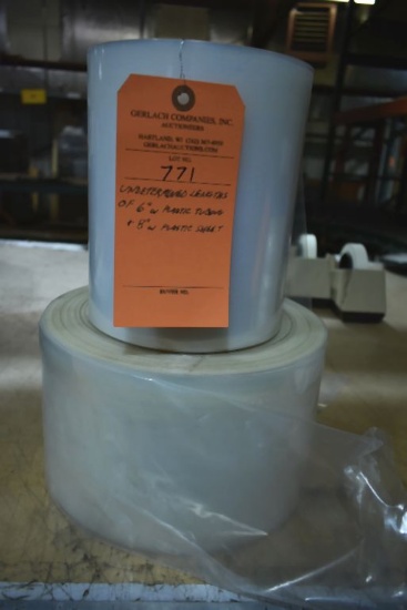 UNDETERMINED LENGTHS OF 6" W PLASTIC TUBING AND 8" W