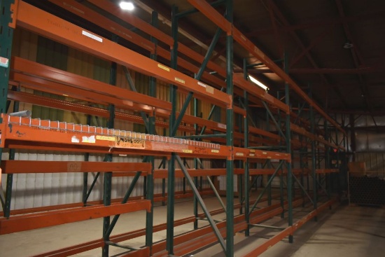(7) SECTIONS OF PALLET RACKING, ORANGE/GREEN -