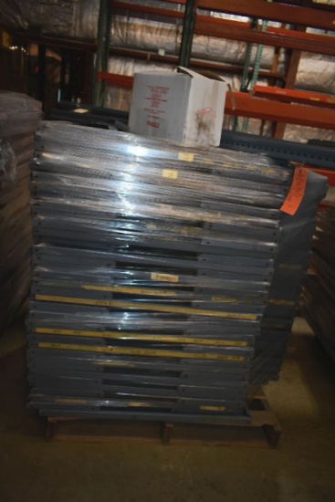 SKID OF UNASSEMBLED METAL SHELVING; (80+)
