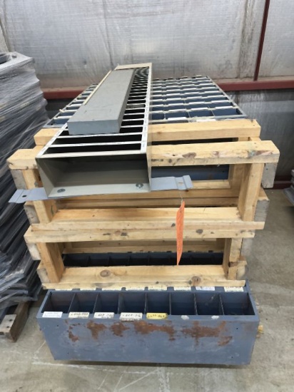 SKID WITH 3 METAL PARTS ORGANIZERS, (2) 42"H x 34"W