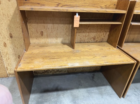 BROWN WOODGRAIN DESK/TABLE, 30" x 62" x 30"T AND