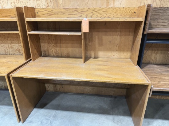 BROWN WOODGRAIN DESK/TABLE, 30" x 62" x 30"T AND