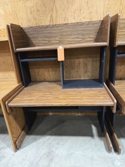 BROWN WOODGRAIN DESK/TABLE, 29" x 46" x 27"T AND