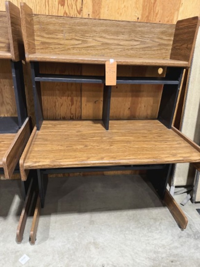 BROWN WOODGRAIN DESK/TABLE, 29" x 46" x 27"T AND