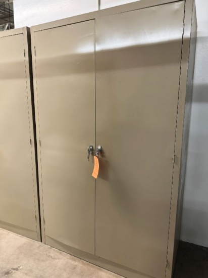 TAN METAL STORAGE CABINET WITH FIVE