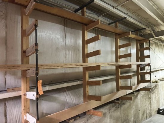 (2) WOOD SHOP MADE CANTILEVERED RACKS, NO CONTENTS