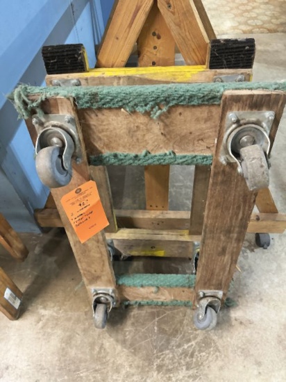 (2) WOODEN FOUR WHEEL FURNITURE DOLLIES