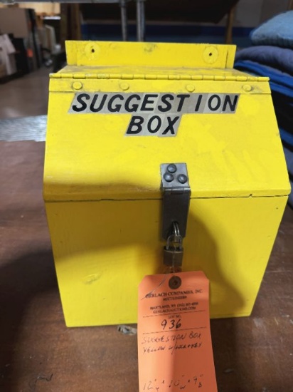 SUGGESTION BOX, YELLOW WITH LOCK & KEY, 12"H x 10"W