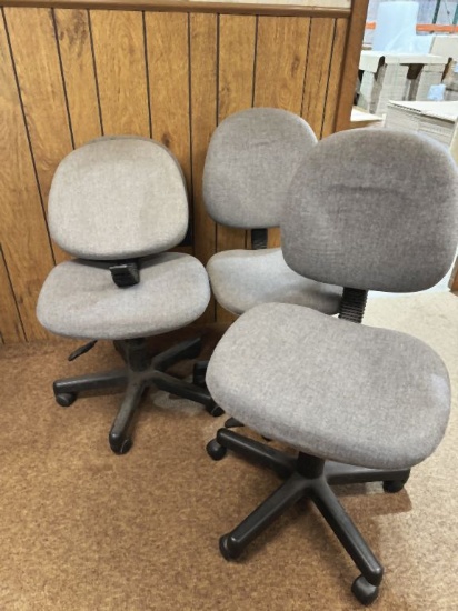 (3) GRAY OFFICE CHAIRS WITH EXTRA BACK