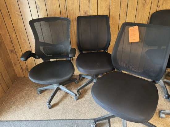 (3) BLACK MESH BACKED OFFICE CHAIRS - TWO ARE MATCHING