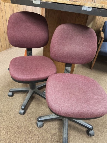 (2) MAROON SWIVEL DESK CHAIRS