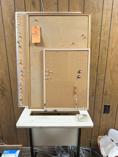 (3) BULLETIN BOARDS AND PRINTER STAND, 14" x 24" x 26"T
