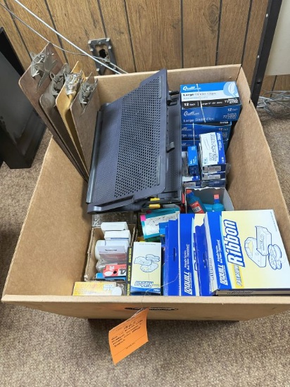BOX WITH BINDER CLIPS, RIBBONS, INSERTS AND OTHER