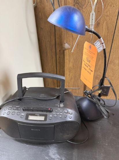 SONY CD/RADIO CASSETTE PLAYER AND (3) DESK LAMPS