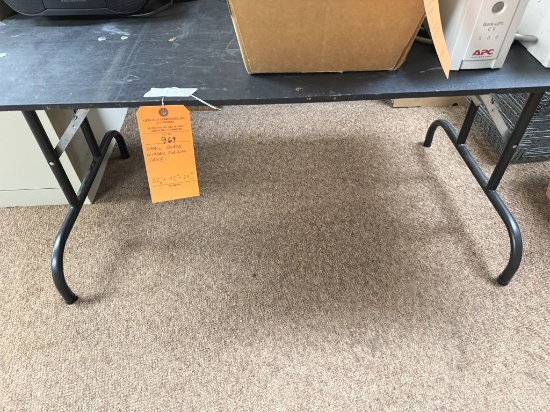 SMALL BLACK WOODEN FOLDING TABLE, 22"H x 47"L x 24"W