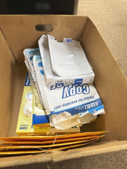 BOX WITH PAPER, ENVELOPES, ETC.