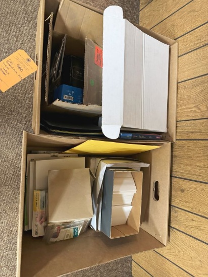 (2) BOXES WITH MISC. OFFICE ITEMS; LABELS, FOLDERS