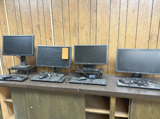 (3) 21" DELL MONITORS, (4) DELL KEYBOARDS,