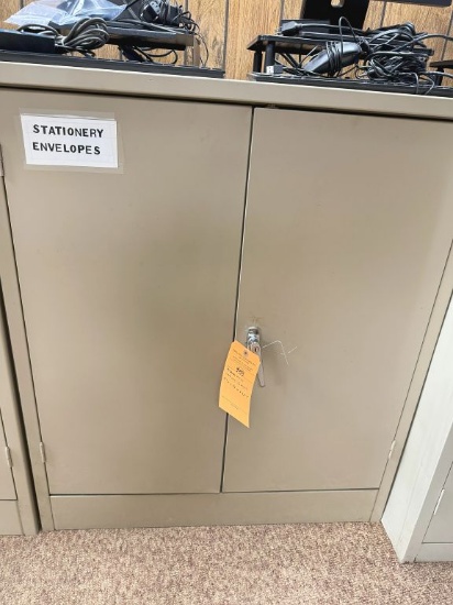 BROWN METAL CABINET WITH TWO DOORS, 19"D x 36"W x