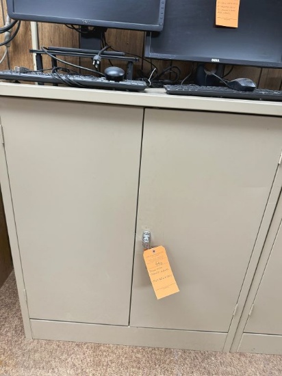 BROWN METAL CABINET WITH TWO DOORS, 19"D x 36"W x