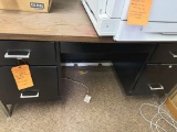 METAL DESK WITH FIVE DRAWERS, FORMICA TOP, 24