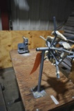 WOOD/METAL TABLE WITH OLYMPIC WIRE LENGTH METER,