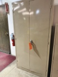 TAN METAL STORAGE CABINET WITH INTERIOR SHELVES, 18