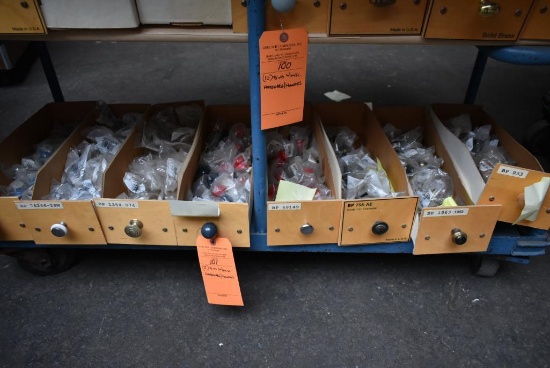 (8) BINS WITH MISC. HARDWARE/HANDLES
