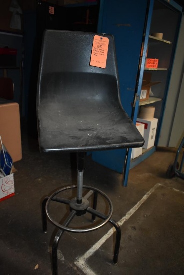 BLACK HEAVY PLASTIC DRAFTING STOOL CHAIR WITH METAL BASE