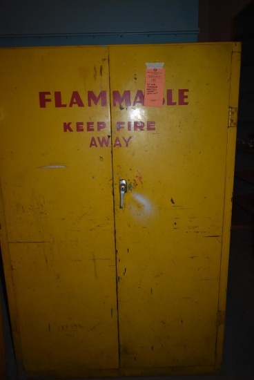 43" WIDE FLAMMABLE MATERIALS CABINET, SOME RUST, EMPTY