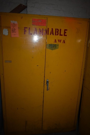 43" WIDE FLAMMABLE MATERIALS CABINET, SOME RUST, EMPTY