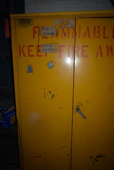43" WIDE FLAMMABLE MATERIALS CABINET, SOME RUST, EMPTY