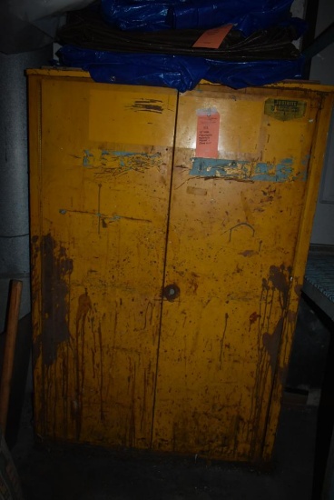 43" WIDE FLAMMABLE MATERIALS CABINET, SOME RUST, EMPTY