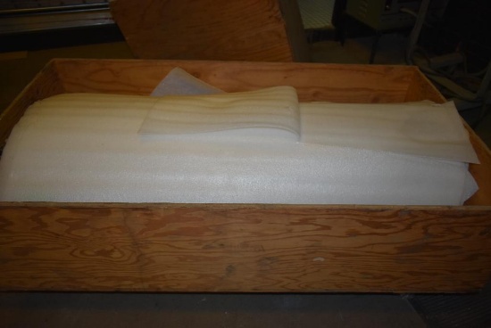 WOODEN CRATE ON CASTERS WITH 55" WIDE PACKAGING FOAM