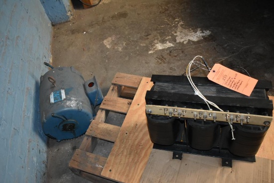 OLD TRANSFORMER AND CENTURY 10 H.P. MOTOR, CONDITION UNKNOWN